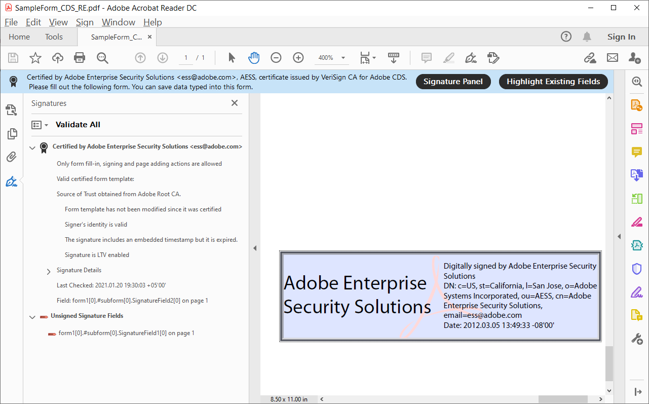 Certified Signed PDF document