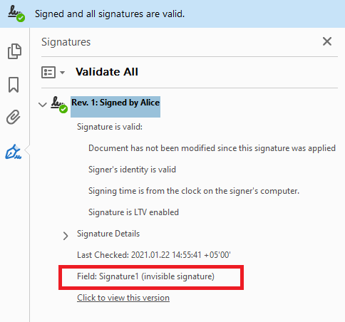pdf invisible digital signature