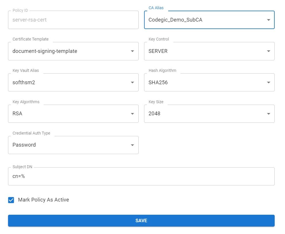 Khatim PKI Server v4.1 - Certificate Provider Policy