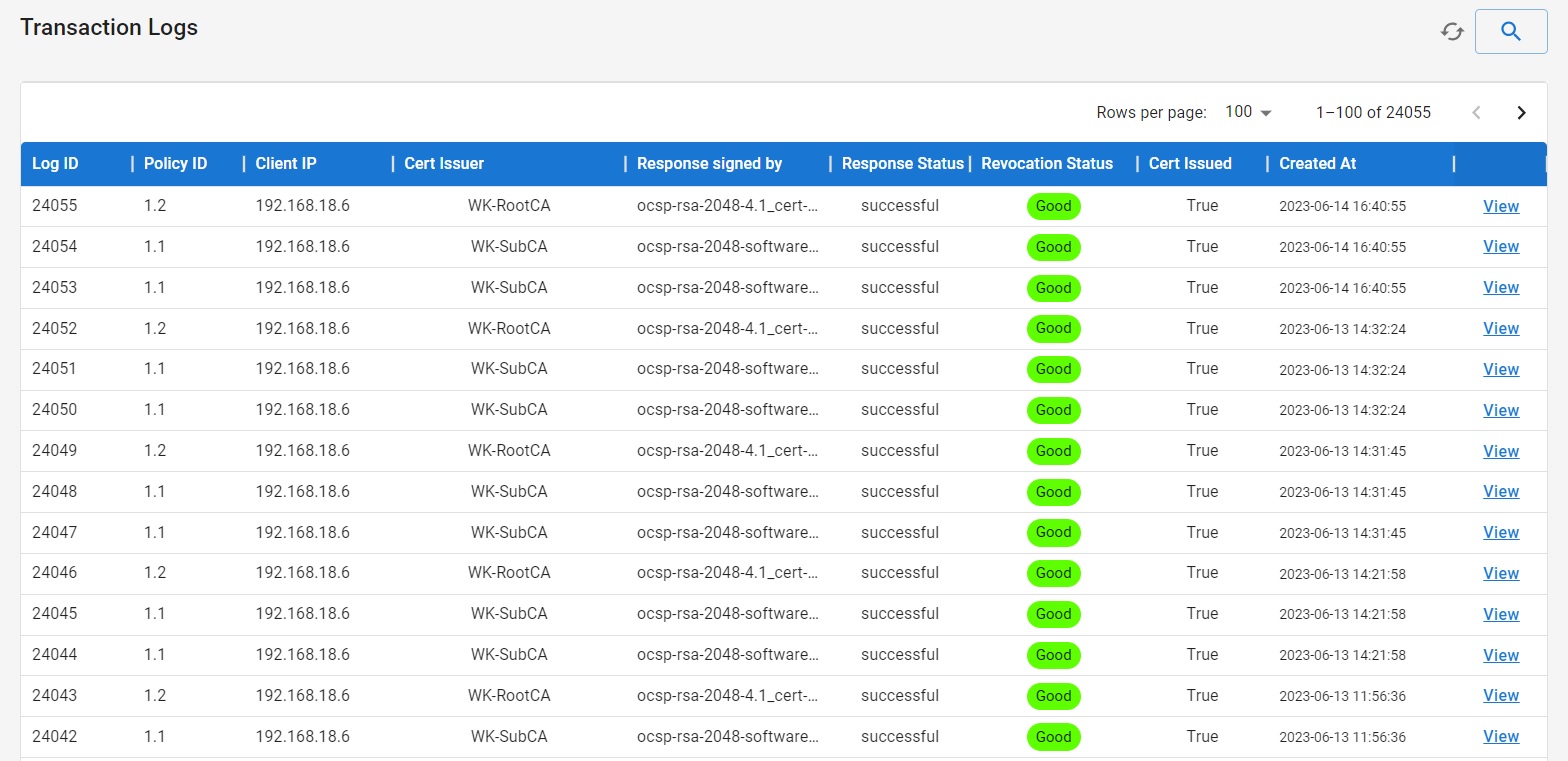 Khatim PKI Server v4.1 - OCSP Transaction Logs